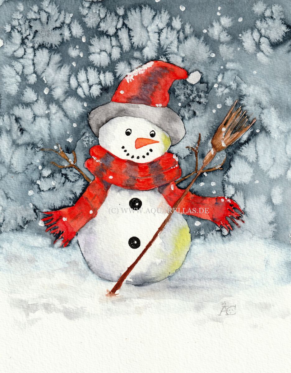 Schneemann mit Besen